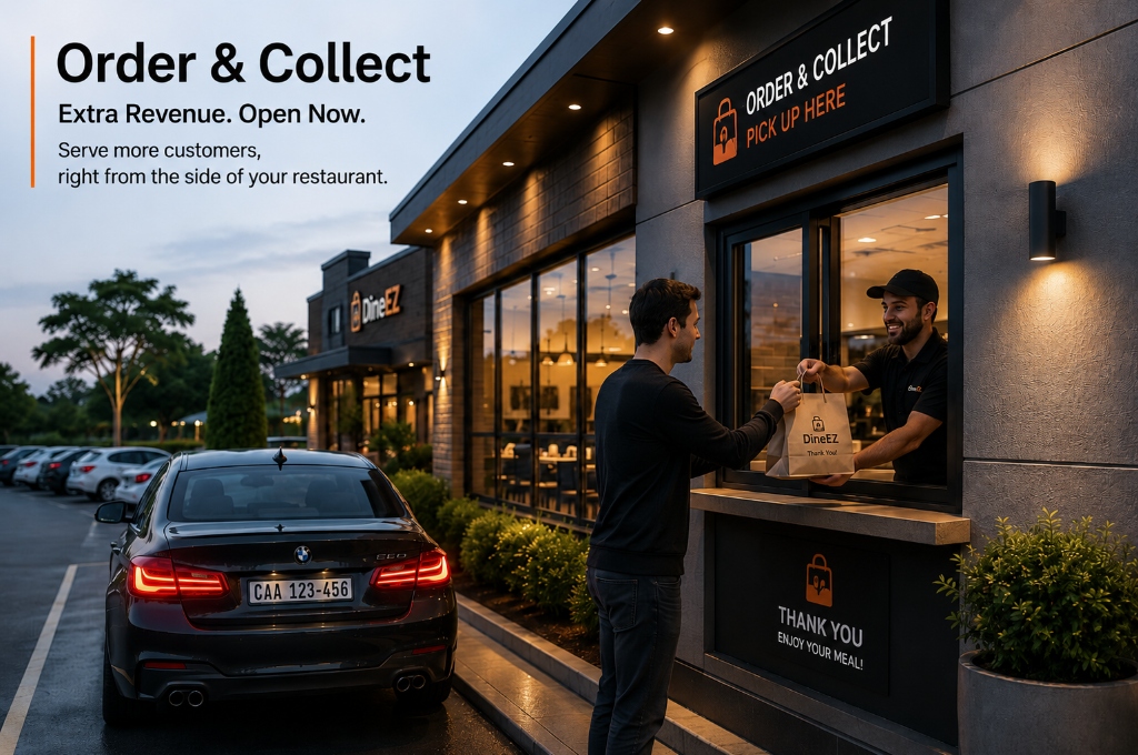 DineEZ Order and Collect Restaurant Window Mockup